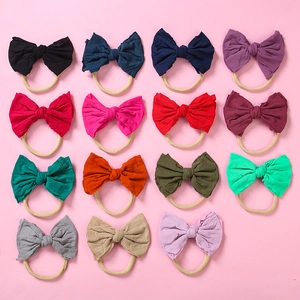 Lot de 15 bandeaux bébé en nylon souple avec des nœuds en tissu de différentes couleurs