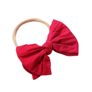 Bandeau bébé en coton rouge avec nœud et sangle en nylon élastique sans couture