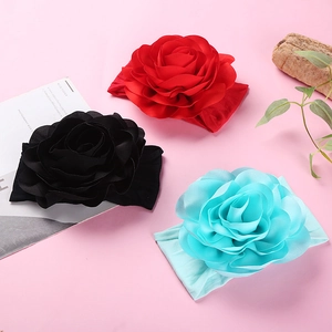 Baby Oversized Flower Headband Soft Elastic Nylon Hair Band Large Chiffon Rose Floral Headwrap For Toddler Infant Girls Hair Accessories