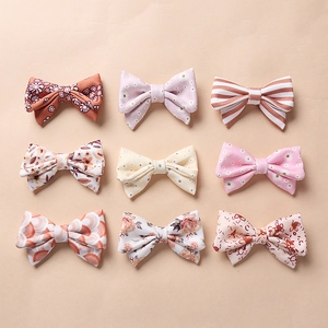 Lot de 9 barrettes à nœuds fleuris pour bébés aux motifs variés et couleurs automnales