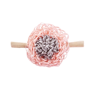Pink floral baby headband with soft nylon elastic band for infants set of ten