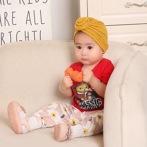 Baby Waffelstrick Turban Hut Donut Knoten Indischer Stil Beanie Weich Elastisch Neugeborene Krankenhaus Mütze Für Kinder