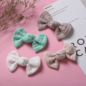 Enfants Filles Doux Nœud en Tissu Gaufre Tricoté Mignon Dentelle Épingle à Cheveux Fait Main Accessoires de Coiffure