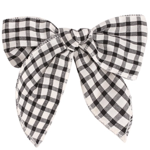 Nœud Barrettes Cheveux pour Enfants Filles Broderie Marguerite Florale Vichy Tissu Bandeaux Style Pastoral Boutique Bébé Accessoires Cheveux