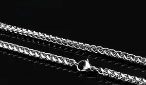 Collana a catena wheat in acciaio inossidabile lucido con chiusura a moschettone robusta