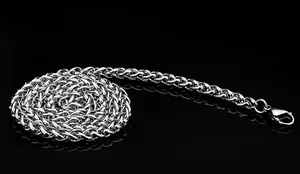 Dettaglio della catena in acciaio inossidabile lucido con chiusura a moschettone