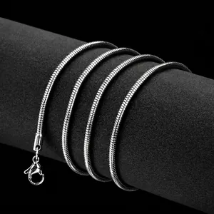 Polished silver titanium steel snake bone chain necklace with lobster clasp for women