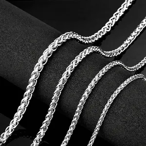 Collana in Acciaio Inossidabile per Uomo Donna Collane Franco Link Lucidate a Specchio Accessorio Gioielli di Moda Collane Intrecciate Solide