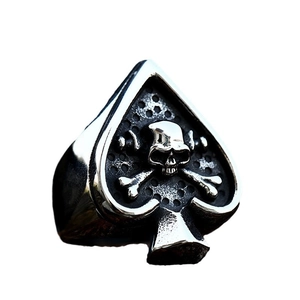Bague tête de mort pique punk vintage en acier inoxydable oxydé pour bijoux homme