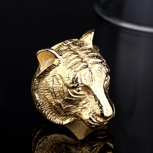 Dominating Men Tiger Head Stainless Steel Ring Retro Punk Animal Finger Ring Gold Black Biker Men Jewelry Accessories