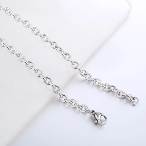 Polished stainless steel O-chain necklace with secure lobster clasp for men and women