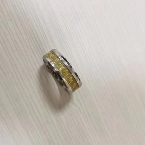 Titanium Steel Two Tone Mesh Pattern Band Ring For Men Women Industrial Style Gold Silver Brushed Finish Fashion Finger Ring