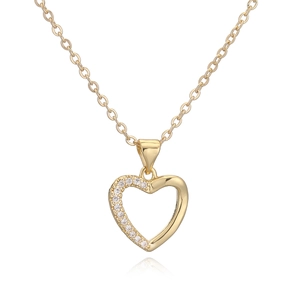 Collier avec pendentif cœur plaqué or 18 carats et pierres de zircone asymétriques