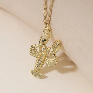 Collana con ciondolo a forma di aragosta vintage placcata in oro per donna
