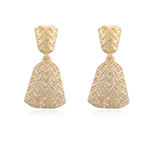 Boucles d'oreilles chevron plaquées or 18K avec pendentif trapèze géométrique en zircon