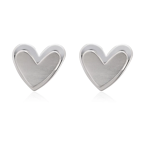 Boucles d'oreilles cœur en argent plaqué or 18 carats avec finition métal brossé et poli