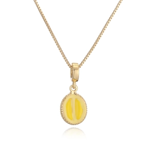 18K gold plated copper necklace with a yellow enamel fruit-shaped pendant and box chain