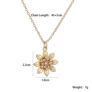 Tableau des tailles détaillé pour le collier tournesol plaqué or 18 carats avec zircons rose