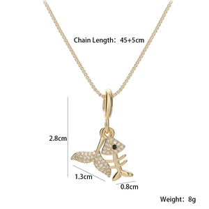 Collier en cuivre plaqué or 18 carats avec pendentif étoile de mer en zircon et arête