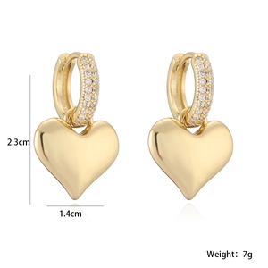 Elegante vergoldete Herz-Ohrringe mit glitzerndem Zirkonia-Pavé für Damen