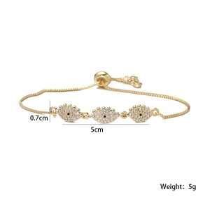 Bracelet œil maléfique plaqué or 18K avec zircons blancs et chaîne de boîte ajustable