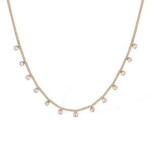 18K gold plated stainless steel necklace for women with sparkling cubic zirconia stones