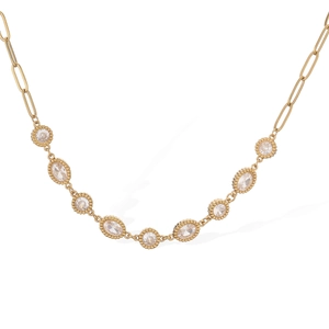 18K vergoldete Edelstahlkette mit Büroklammerkette und Zirkonia-Anhängern im Retro-Stil