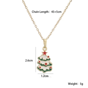 Detaillierte Maße der 18K vergoldeten Weihnachtsbaum-Halskette mit 45+5cm langer Kette