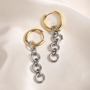 Orecchini a goccia bicolore in acciaio inossidabile placcato oro 18K e argento