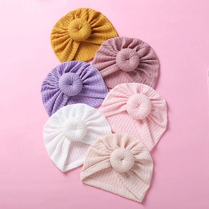 Newborn Baby Waffle Knit Donut Turban Hat Cute Infant Toddler Soft Stretchy India Beanie Headwrap For Boys Girls Props