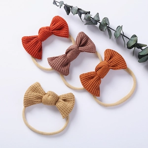 Waffle Knit Bow Headband Soft High Elastic Nylon Hair Band Morandi Colors Infant Toddler Baby Girls Hair Accessories