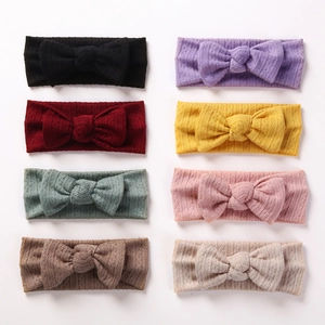 Lot de 8 bandeaux bébé avec nœud papillon en tricot jacquard élastique en plusieurs couleurs