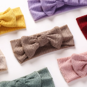 Lot de bandeaux élastiques en jacquard pour bébé avec grands nœuds en maille variés