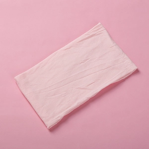 Close-up of soft pink seamless knitted nylon headband with high elasticity for infants