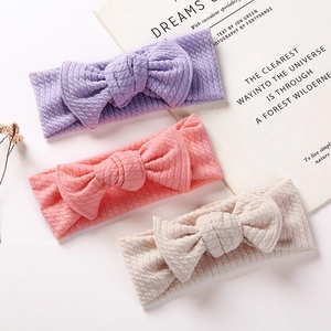 Baby Girl Big Bow Headband Waffle Knit Elastic Soft Infant Hair Band Solid Color Headwear Hair Accessories For Newborn Toddler