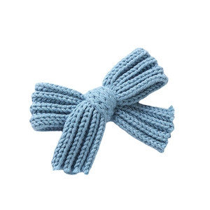 Nœud pour cheveux tricoté bleu Morandi, pince à cheveux en laine d'hiver pour filles