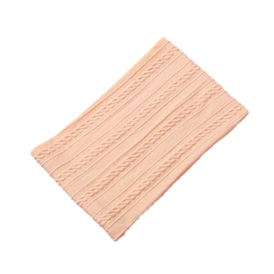 Soft pink jacquard nylon headband for babies with a stylish knit cable texture pattern
