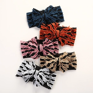Lot de cinq bandeaux bébé faits main avec nœuds multicouches en couleurs variées