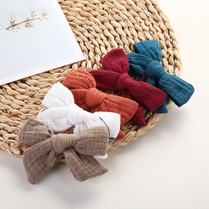 Barrette à Cheveux Nœud en Mousseline de Coton pour Enfants Pince à Cheveux Fait Main pour Bébés Filles Accessoires Cheveux