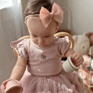 Bandeau en Nylon avec Nœud en Maille pour Bébé Élastique et Doux en Tulle sans Couture Accessoires de Cheveux pour Nourrissons