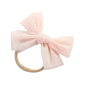 Pink mesh bow baby headband with soft high-elastic nylon band for newborn girls