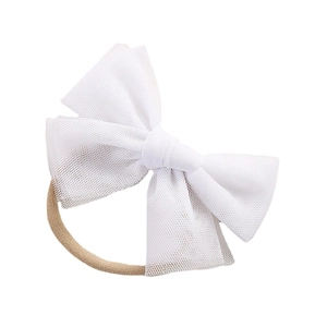 Bandeau pour bébé avec nœud en maille blanche et cordon en nylon souple sans couture