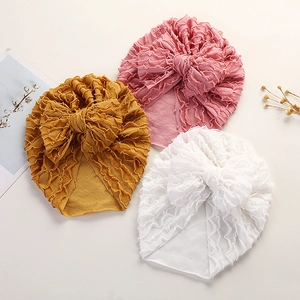 Baby-Turban-Mütze Mit Großer Schleife Weicher Elastischer Spitzen-Strickstoff Kopfschmuck Zubehör Für Kleinkinder Mädchen Säuglingsmütze