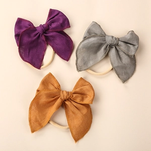 Handmade Bow Baby Headband Mesh Fabric Solid Color Soft Elastic Hair Band For Kids Girls Toddler Infant Hair Accessories