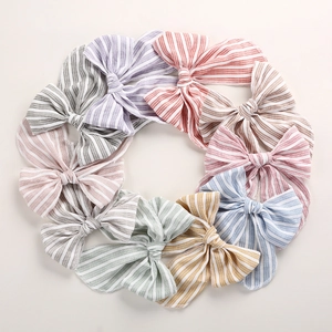 Barrettes à cheveux à nœuds rayés faits à la main pour filles en couleurs variées