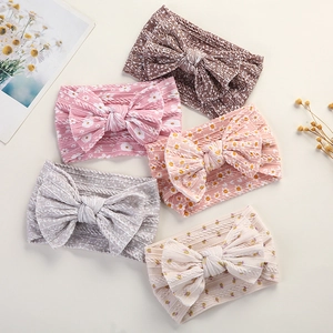 Pack de 5 diademas para bebé con lazos grandes y suave tejido de nailon jacquard floral