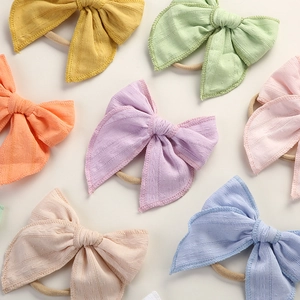 Details zu 7-farbigen Baby-Stirnbändern aus Baumwolljacquard mit weichem Nylonband
