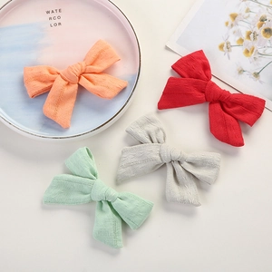 Handgefertigt Baby Mädchen Schleife Haarspange Jacquard Baumwolle Stoff Geknotete Krokodilklemme Prinzessin Haarschmuck Für Kinder