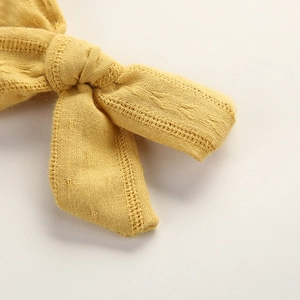 Handgefertigte gelbe Haarklammer mit Jacquard-Schleife aus Baumwolle für kleine Mädchen