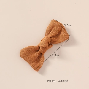 Barrette à nœud en lin faite à la main pour filles, couleur marron caramel